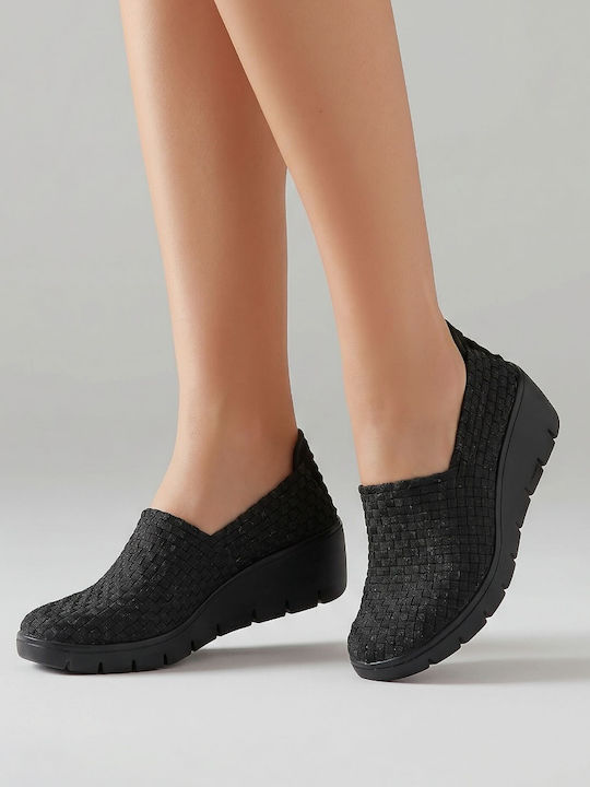 Anatomische Damen Slip-Ons Leder Schwarz