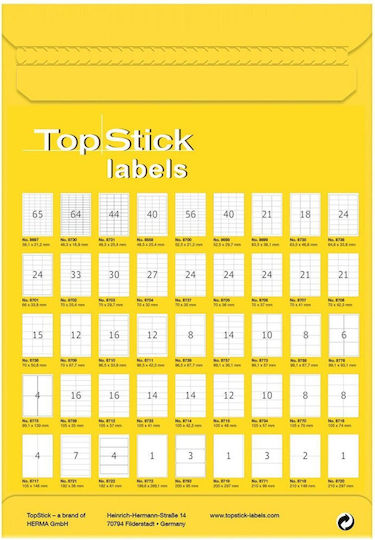 Topstick 400 Αυτοκόλλητες Ετικέτες Α4 Ορθογώνιες 192x61mm