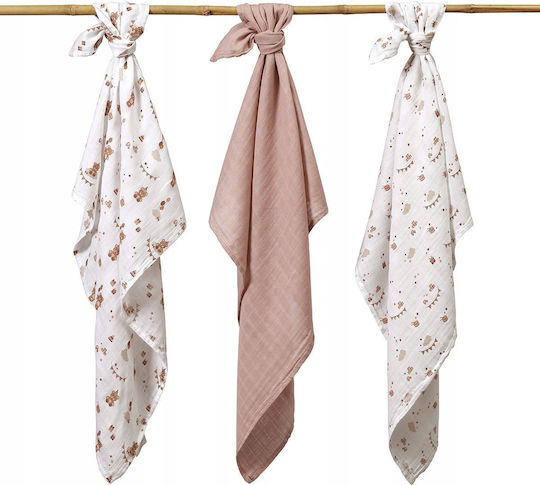 Babyono Muslin Burp Cloths Beige 70x70cm 3pcs