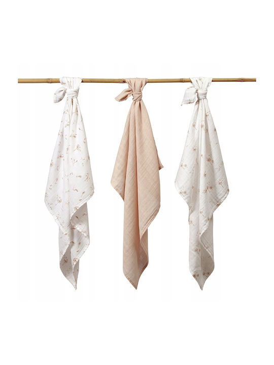 Babyono Swaddle Blankets Beige 70x70cm 3pcs
