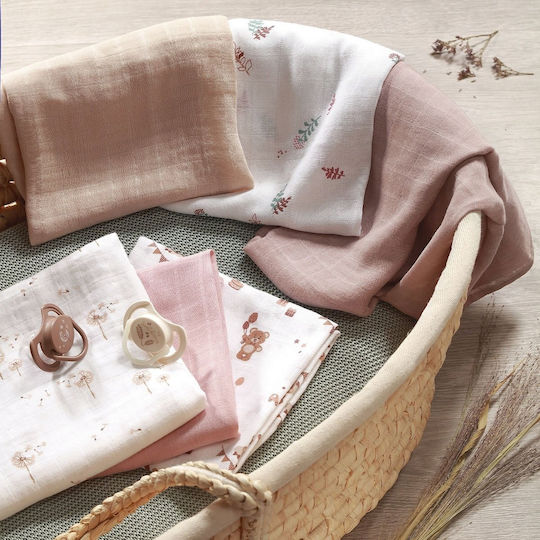 Babyono Muslin Swaddle Blankets Beige 70x70cm 3pcs