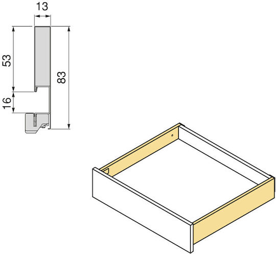 Emuca Vertex 3d 83x500mm Schublade mit Bremsen Schwarz