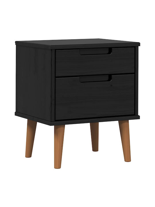 Nachttisch aus Massivholz Schwarz 40x35x48cm