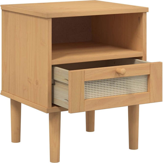 Bedside Table Senja Made of Solid Brown Wood 40x35x48cm