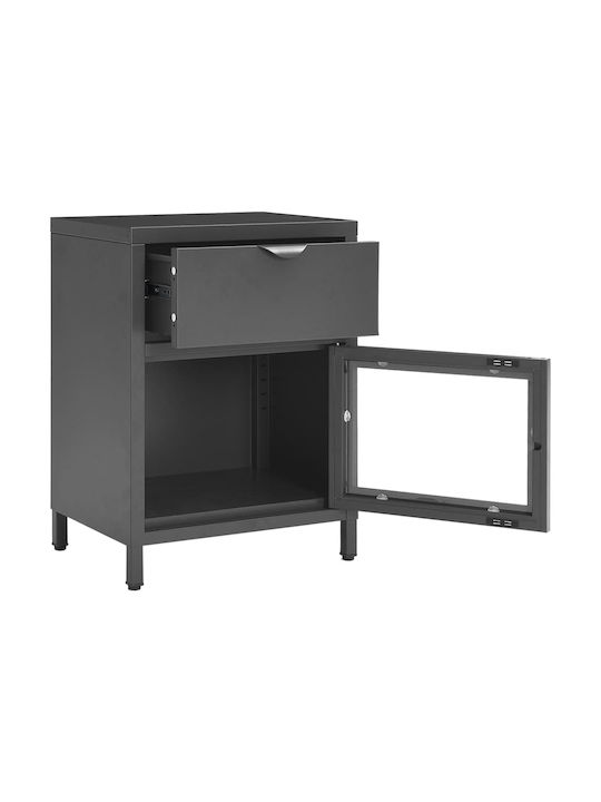 Metal Bedside Tables With Gray Glass Surface 2 Pieces 40x30x54.5cm