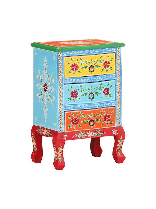 Bedside Table Made of Solid Wood Multicolour 40x30x60cm