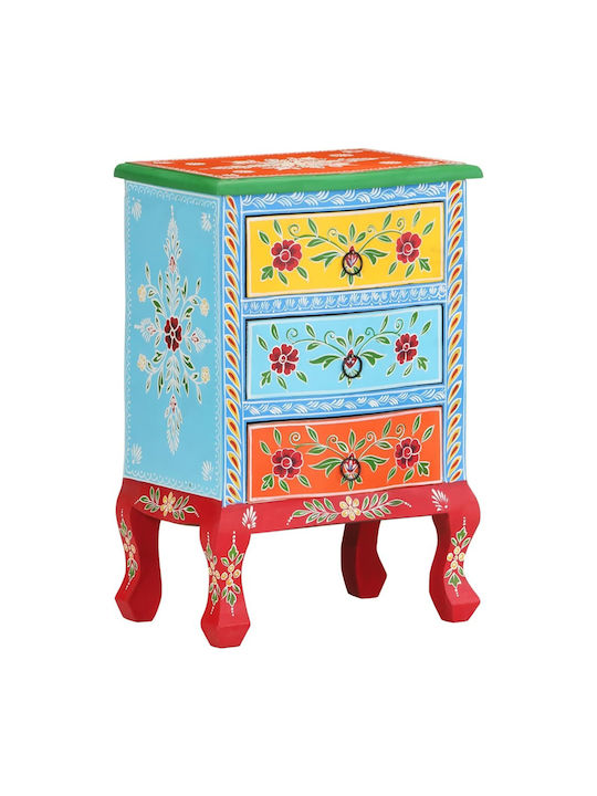 Bedside Table Made of Solid Wood Multicolour 40x30x60cm