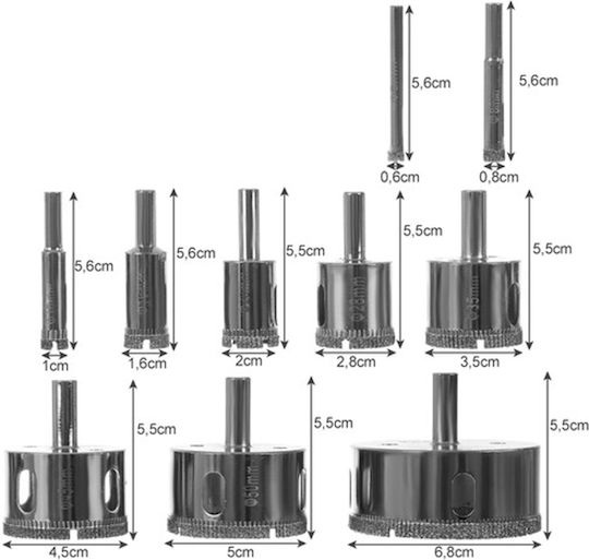 Ferăstrău De Găurit Tăiere Uscată Cu Diametru De La 6mm Până La 68mm Pentru Gresie 420gr