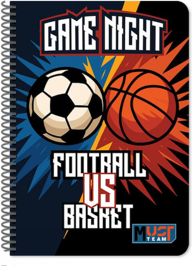 Must Team Spiral Notebook Ruled B5 60 Paper Sheets 2 Subjects (Various Designs)