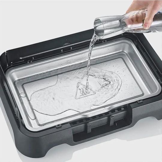Severin Tabletop Electric Grill Grate 2000W Inox With Adjustable Thermostat 36.3x36.3cm