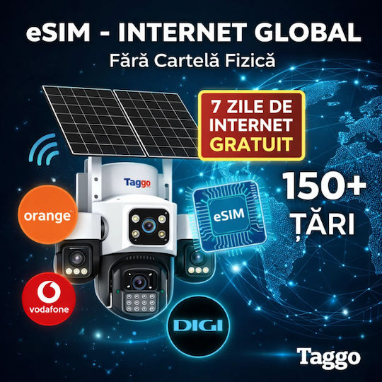 Taggo TAGGO-PRO-Q50 Cameră de Supraveghere IP Quad 4G Impermeabilă cu Baterie și Comunicare Bidirecțională