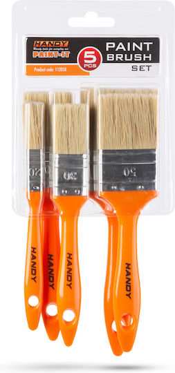 Paintbrush Set 5 Pcs 20-60 Mm Plastic Handle Washable Paint Varnish Glaze