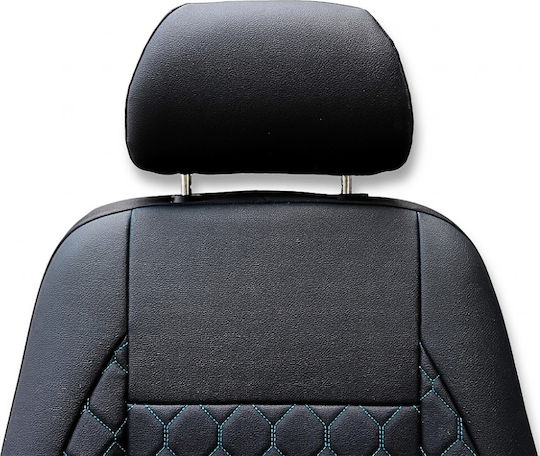 PanCar Car Covers Set 9 Pieces Leatherette Rhombus Black / Blue