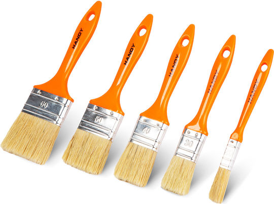 Paintbrush Set 5 Pcs 20-60 Mm Plastic Handle Washable Paint Varnish Glaze