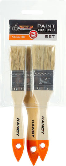 Paintbrush Set 3 Pcs 25 50 Mm Wooden Handle Washable Paint Varnish Stain