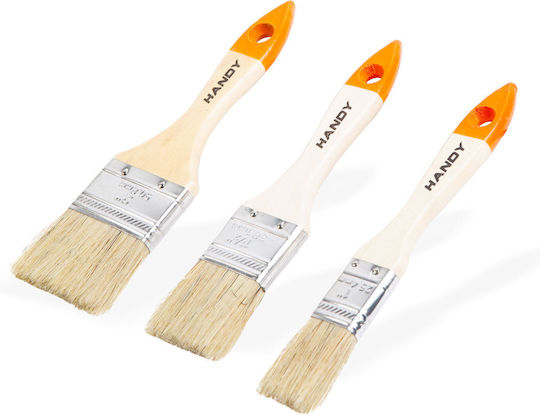 Paintbrush Set 3 Pcs 25 50 Mm Wooden Handle Washable Paint Varnish Stain