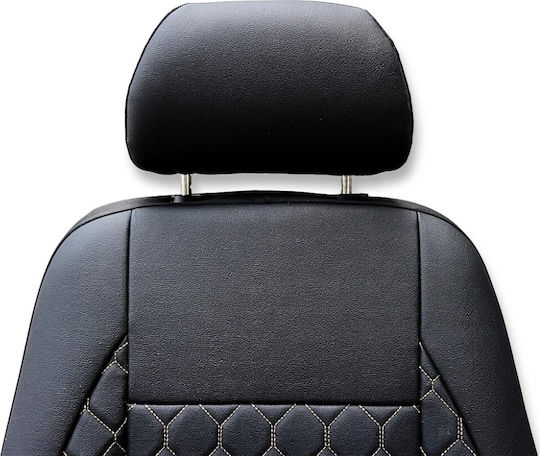 PanCar PanCar Autositzbezüge Set 9 Stück Kunstleder Dreieck Schwarz / Beige