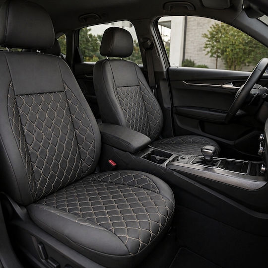 PanCar PanCar Autositzbezüge Set 9 Stück Kunstleder Dreieck Schwarz / Beige