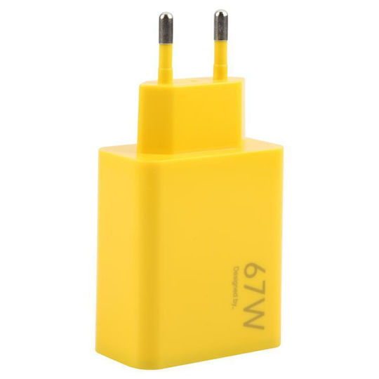 Handyladegerät mit USB-A Ausgangsanschlüsse und Kabel USB-C 67W Gelb (EDA007579901A)