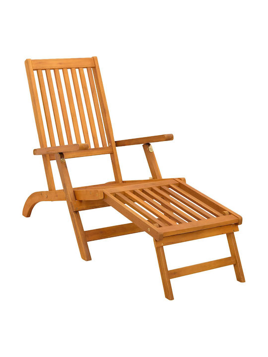 Șezlong Din Lemn Cu Pernă Bej Set Cu Masă 2 Buc 146x55x91 cm