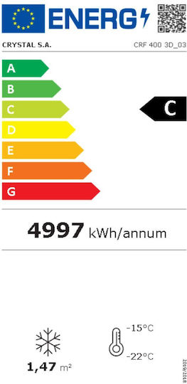 Crystal Vitrină De Conservare Și Congelare Etaj Cu Capacitate 417lt 54.7x49x155.3cm
