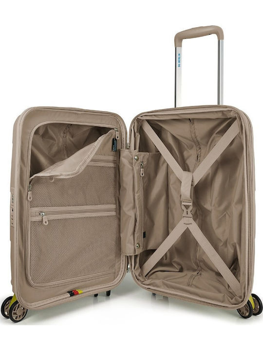 Bg Berlin Cabin Travel Suitcase Beige with 4 Wheels Height 55cm