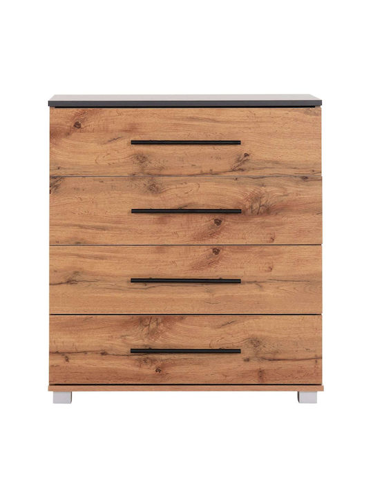 Kommode Schlafzimmer Holz mit 4 Schubladen Natürlich/Grau 75x40x83cm