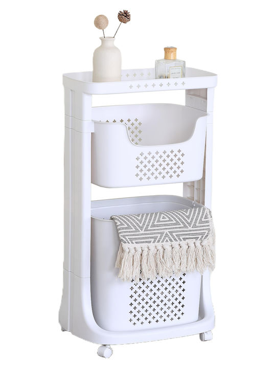 ArteLibre Lavia Kitchen Trolley Plastic 2 Tiers White 43.5x34.5x78cm
