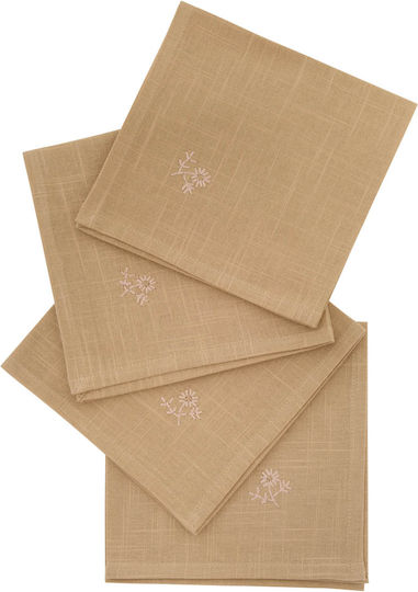 Πετσέτα Φαγητού Βαμβακερή Σετ 4τμχ A-s Joy Beige 40x40εκ.