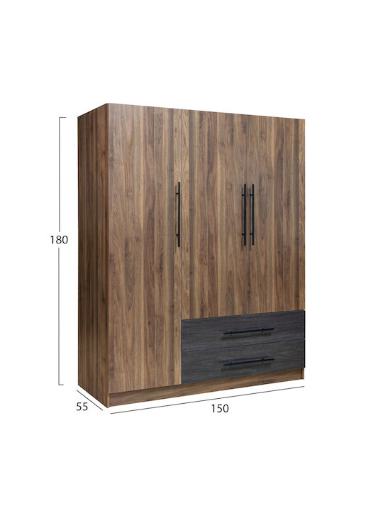 Dulap Triplă cu Loft Nucă 150x55.5x160cm