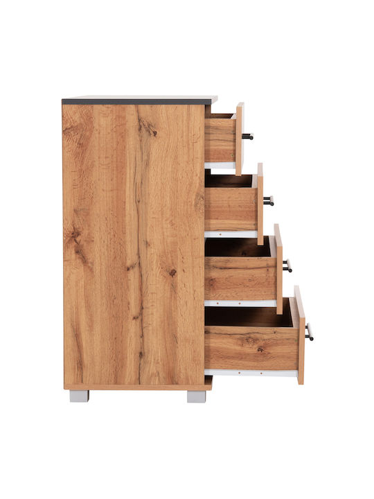 Wooden Bedroom Chest of Drawers Carys with 4 Drawers Gray 75x40x83cm
