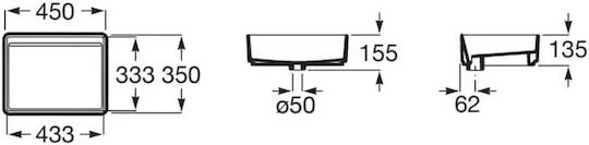 Roca Vessel Porcelain Bathroom Sink 45x35x13.5cm Matt White
