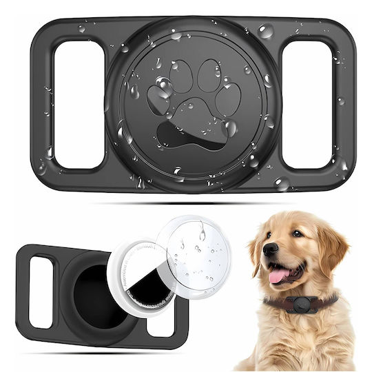 Techsuit Buddyguard Pet Collar Silicone Case for AirTag in Black Colour