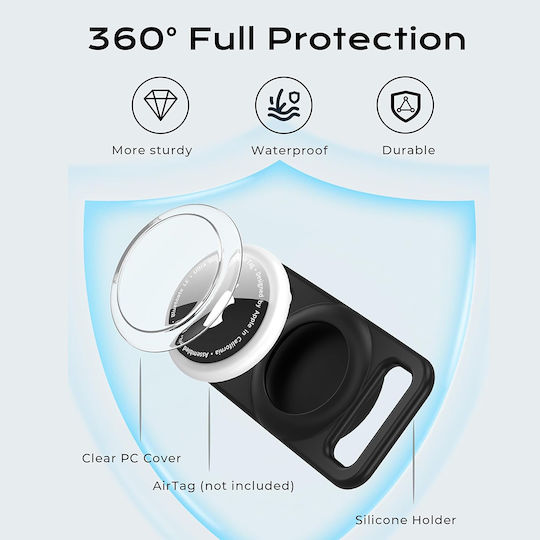 Techsuit Buddyguard Pet Collar Silicone Case for AirTag in Black Colour