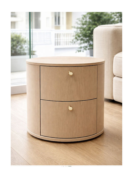 Bedside Table Oval Oak Wood 50x50 Height