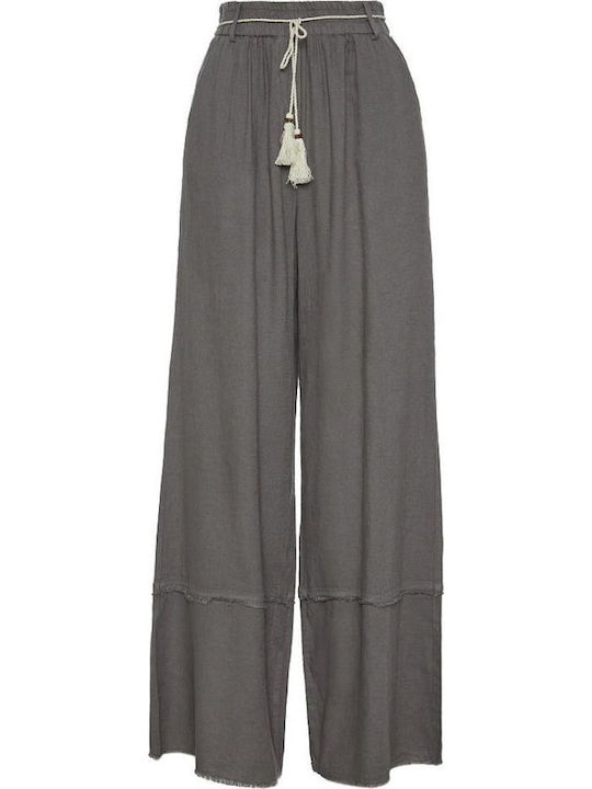Women's High Rise Linen Pantaloons with Rubber Band in Regular Fit Petra