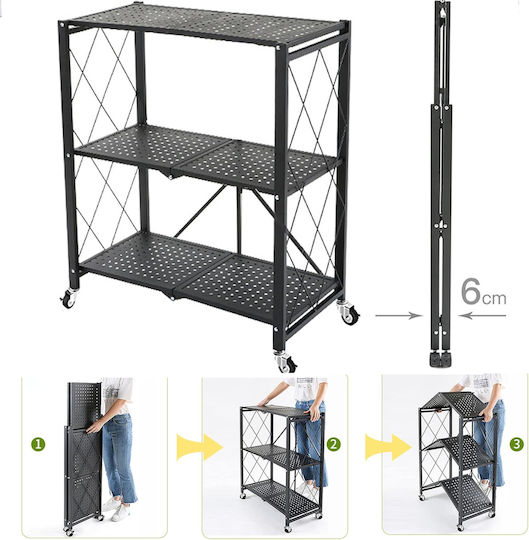 eBest Metallisches Lebensmittelregal Mit 3 Ebenen Schwarze EB-3F01
