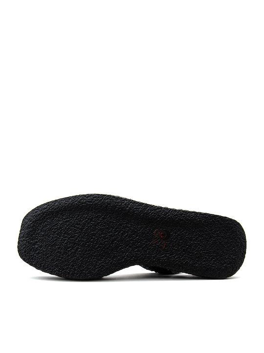 Leather Women's Flat Sandals in Black Color