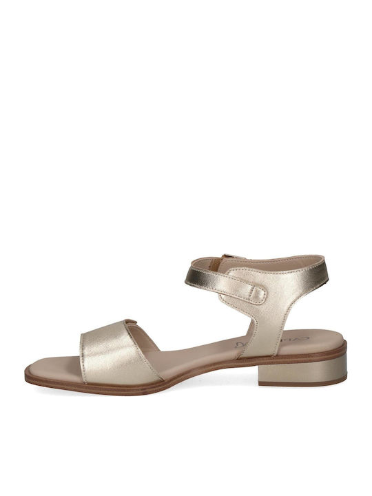 Leather Women's Flat Sandals in Gold Color