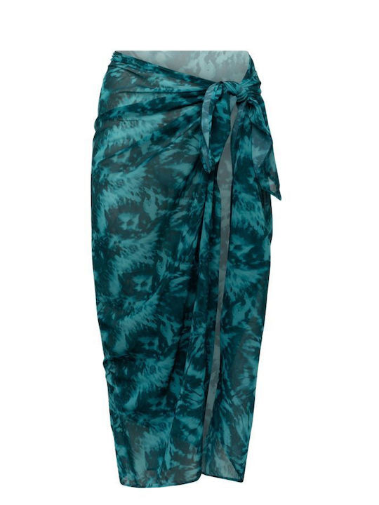 Minerva Beachwear Pareo Scarf Tie Dye Petrol