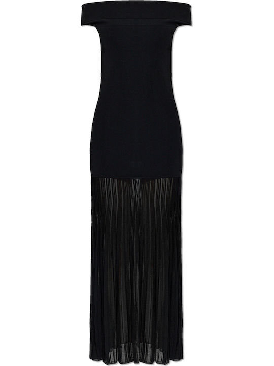 Maxi Βραδινό Φόρεμα με Διαφάνεια Black