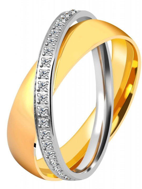 Akzent Women's Spinner Ring with Stones Made of Steel