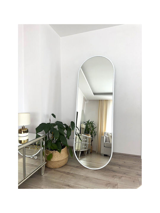 SteweHome Oval Mirror with White Metal Frame 180x60cm