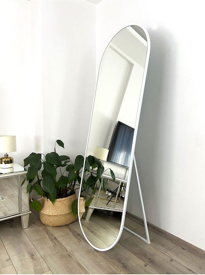 SteweHome Oglindă Ovală cu Ramă Metalică Albă 180x60cm
