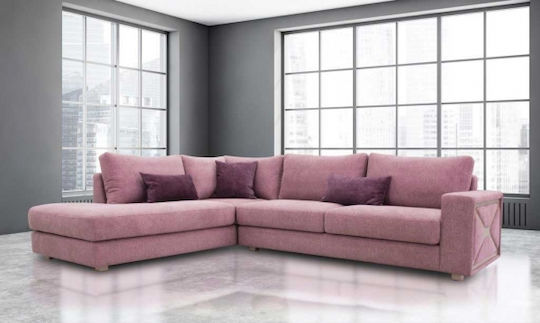 Divero Γωνιακός Καναπές Pink 300x100x40εκ.