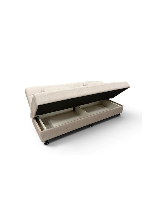 Nely Dreisitzer Sofa Bett mit Stauraum Hellbraun 190x88x82cm