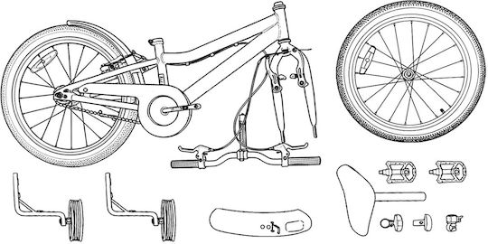 vidaXL Bicicletă Copii BMX Neagră 16"