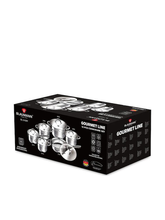 Blaumann Gourmet Line Σετ Μαγειρικά Σκεύη από Ανοξείδωτο Ατσάλι 12τμχ