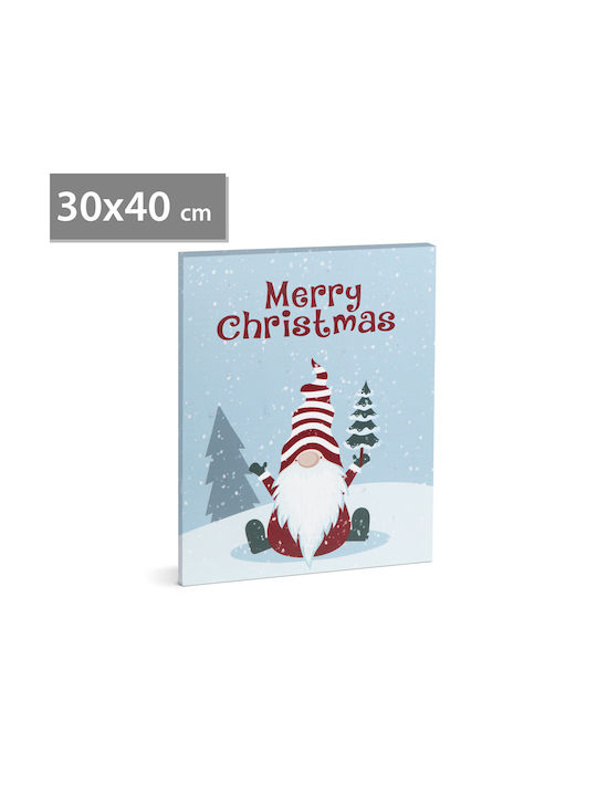 Pictură De Crăciun Cu LED 40 X 30 Cm Decor De Perete Lumină Alb Rece 2 X Baterii Aa