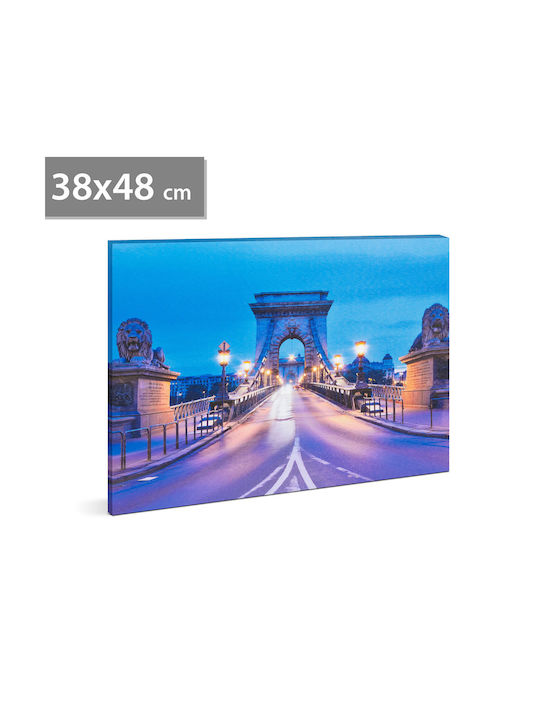 Led Painting Chain Bridge 48 X 38 Cm Wall Decor Warm White Light 2 X Aa Batteries